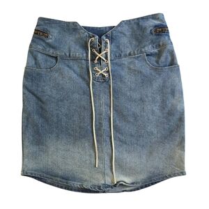 VENUS Denim Lace-Up Skirt